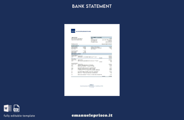 modello excel di estratto conto ADB delle Isole Marshall in stile verificato